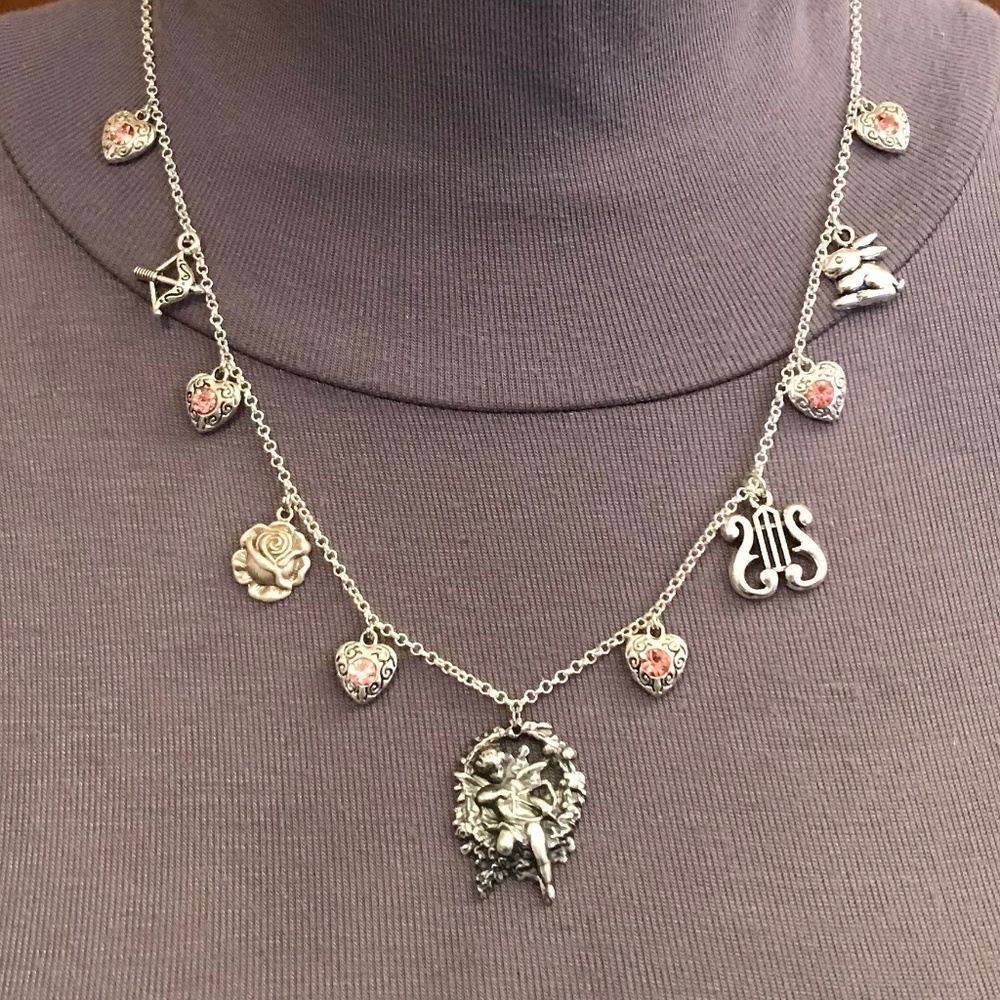 “Eros: God of Love" Cupid Greek Roman Mythology Handmade Necklace, Bow & Arrow